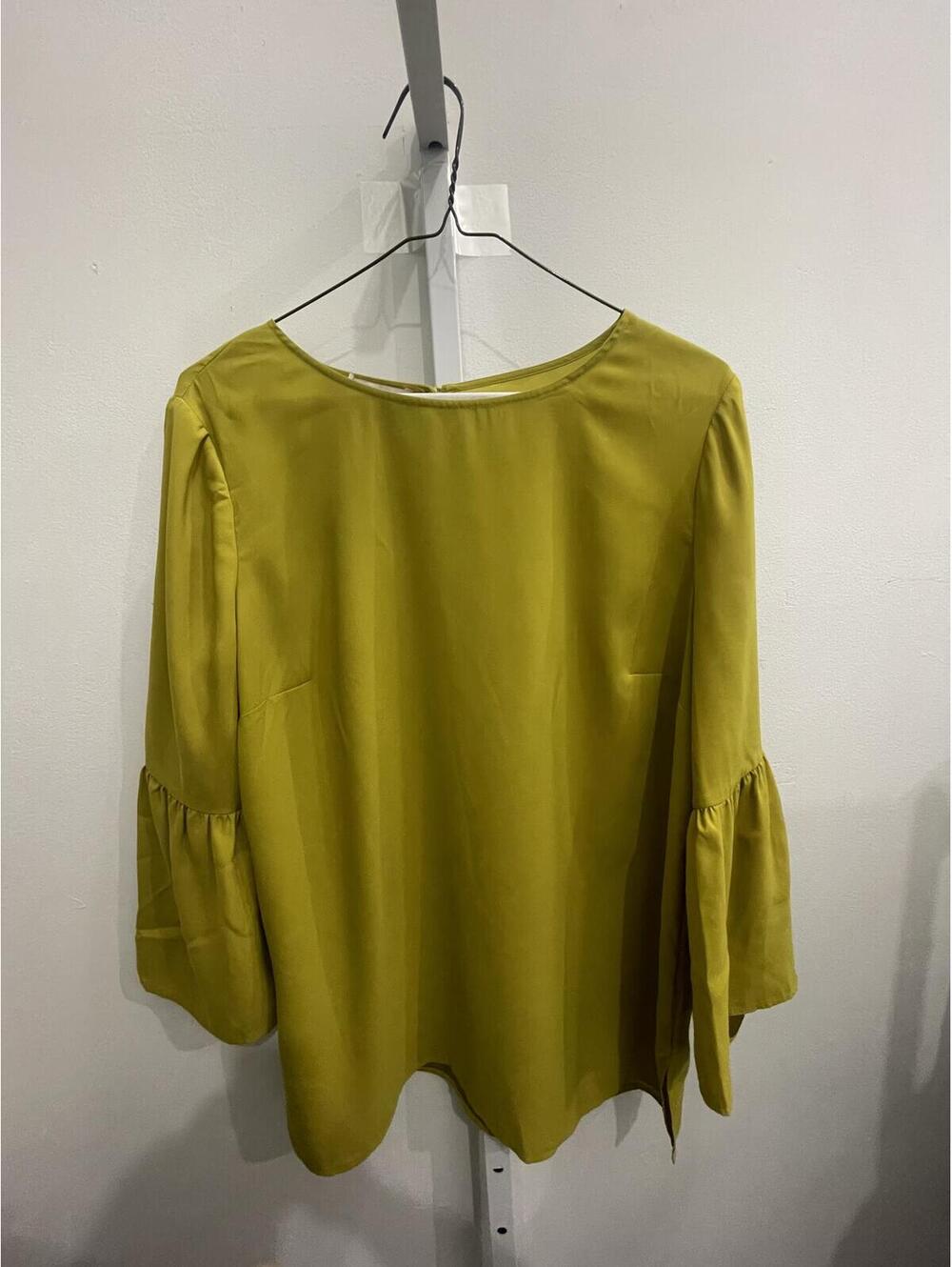 Hobbs Women's Green-Yellow Chartreuse Long Sleeve Blouse